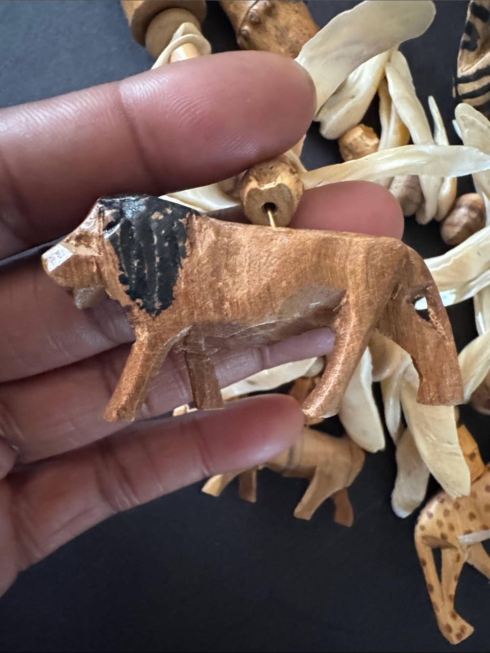Vintage Wood Safari Animal Necklace - Picture 2 of 16